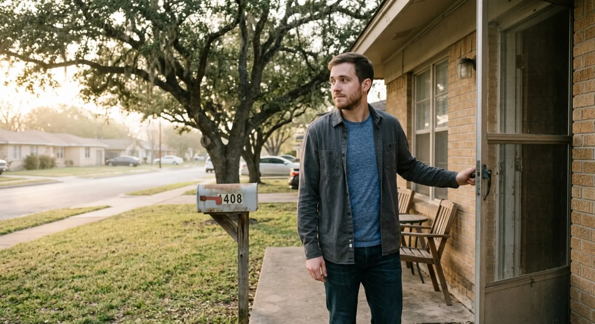 Man standing in doorway of sober living home in San Antonio, ready to start recovery